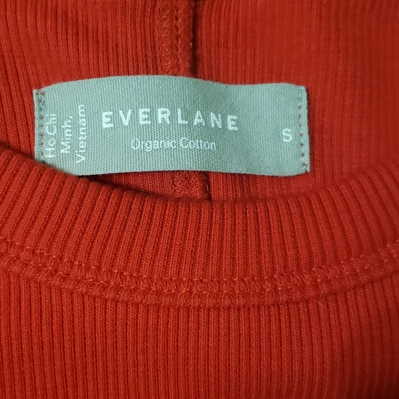 Everlane The Ribbed Red Long Sleeve Cotton Mini Dress Size Small - Picture 4 of 7
